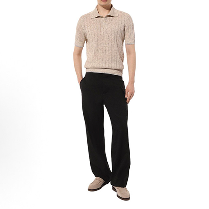 9a+ quality brunello cucinelli linen knit polo shirt